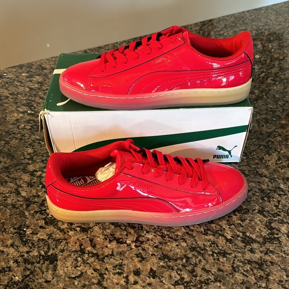 Puma Basket patent red ice fade sneakers NIB 10.5 - Picture 2 of 9
